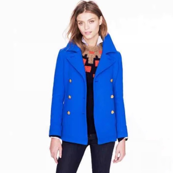 J. Crew Jackets & Blazers - J Crew Stadium Cloth Nello Gori Pea Coat
Cobalt Blue Lined Wool Blend